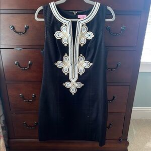 Lily Pulitzer Elegant Black and White Embroidered Dress, sz 10